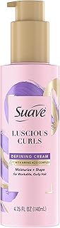 Suave Pink Luscious Curls Styling Cream Hair Cream for Luscious Curls Curl Defining Cream with Amino Acid Complex 4.75 oz