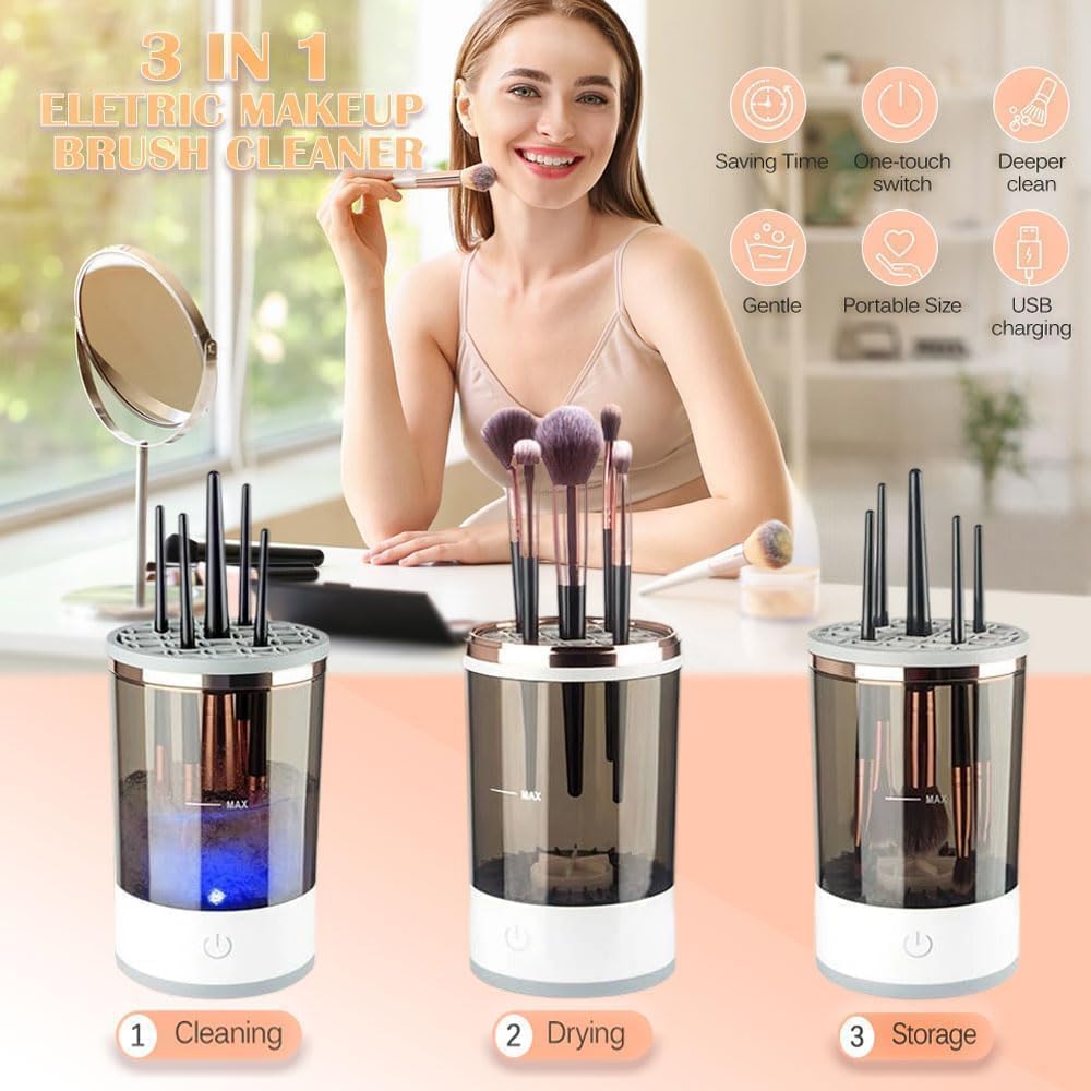 AJARVAR Electric Makeup Brush Cleaner,USB Automatic Cosmetic Brush Cleaner,Upgraded Electric Makeup Brush Cleaner for All Size Beauty Makeup Brushes 3