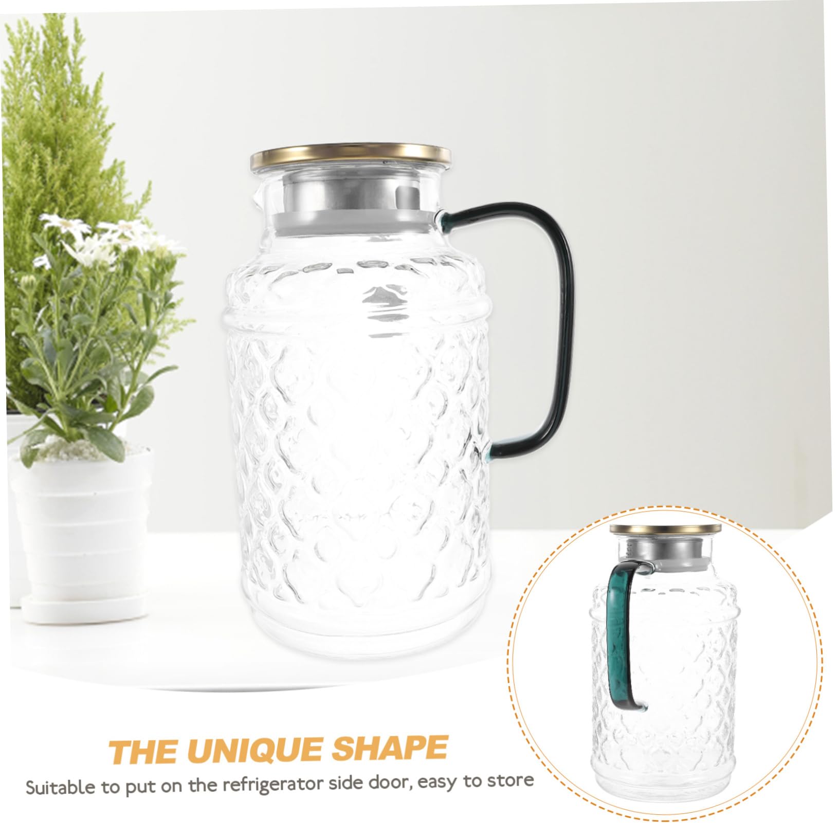Glaswasserkrug mit Deckel 1, 7 L aus Glas und Edelstahl