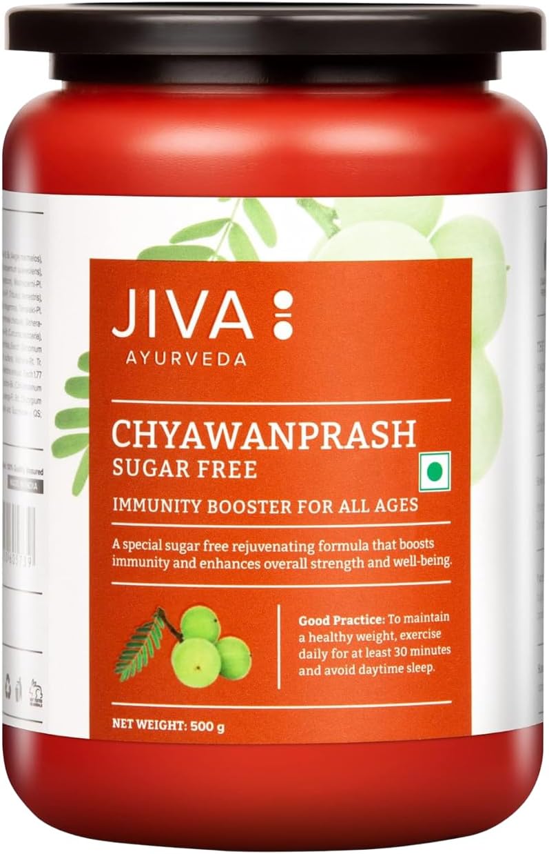 Jiva Sugar-Free Chyawanprash 1 Kg | 100% Ayurvedic Sugar-Free Formulation, Rich in Vitamin-C | Boosts Immunity, Digestion & Nourishes Brain Cells | Treats Fever, Cold & Cough (Pack Of 1)
