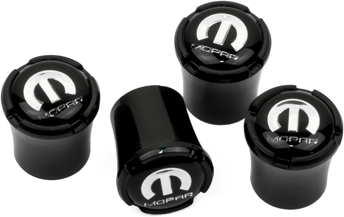Wheels, Tires & Parts Mopar Black Logo 4 Black ABS Tire Stem Valve Caps
