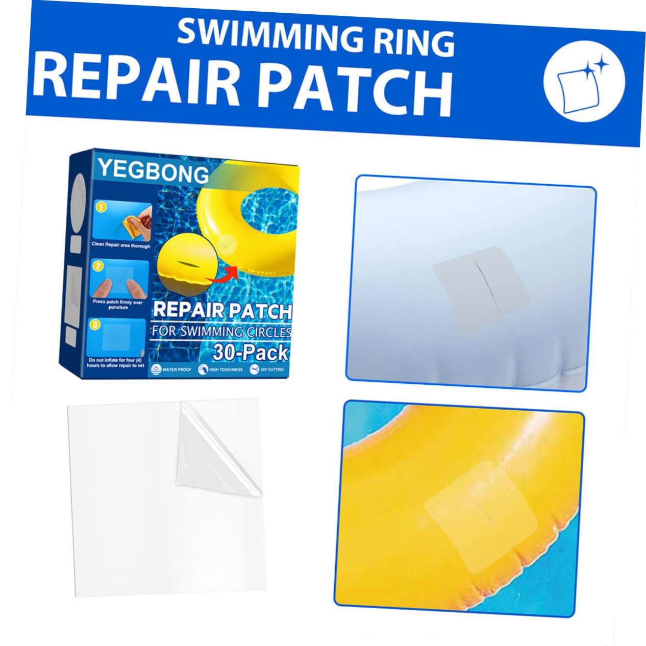 ABOOFAN 240stücke Reparatur-Patches Für Schwimmringe Selbstklebende wasserdichte Flickaufkleber Für Aufblasbare Spielzeuge Runde Und Quadratische Flicken Für Pools Und