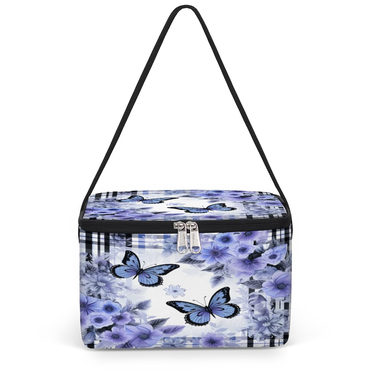 Butterfly Lunch Bags for Women Men 9 Cans, Hot & Cold Food Delivery Bag Insulated Grocery Bag Insulated Lunch Box Purple Butterfly Cooler Bag for Office Work Picnic Beach