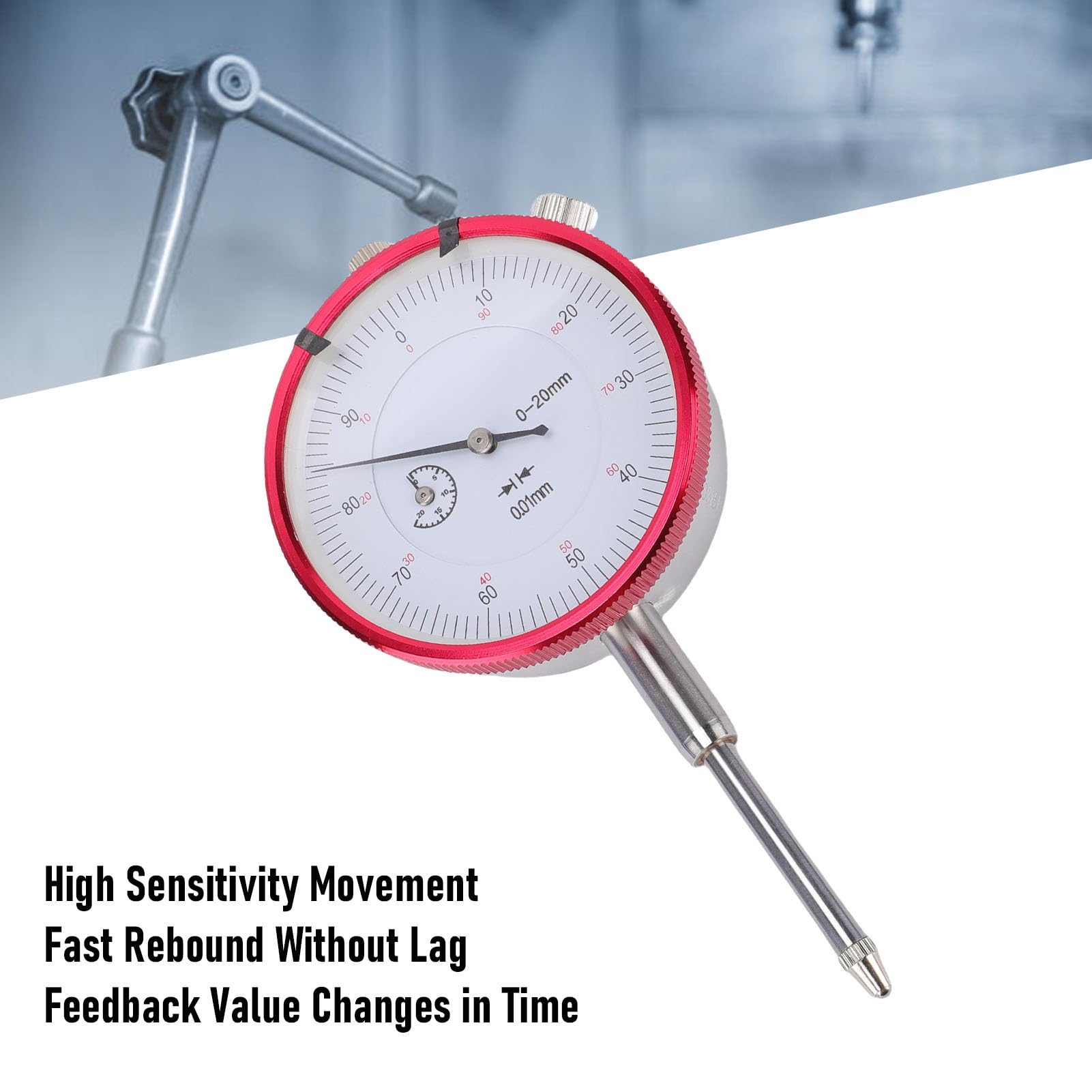 Fockety Comparatore, Comparatore Professionale con Quadrante di Precisione de 0,01 Mm con Campo di Misurazione de 0-0,79 Pollici, Comparatori a Quadrante con Puntatore