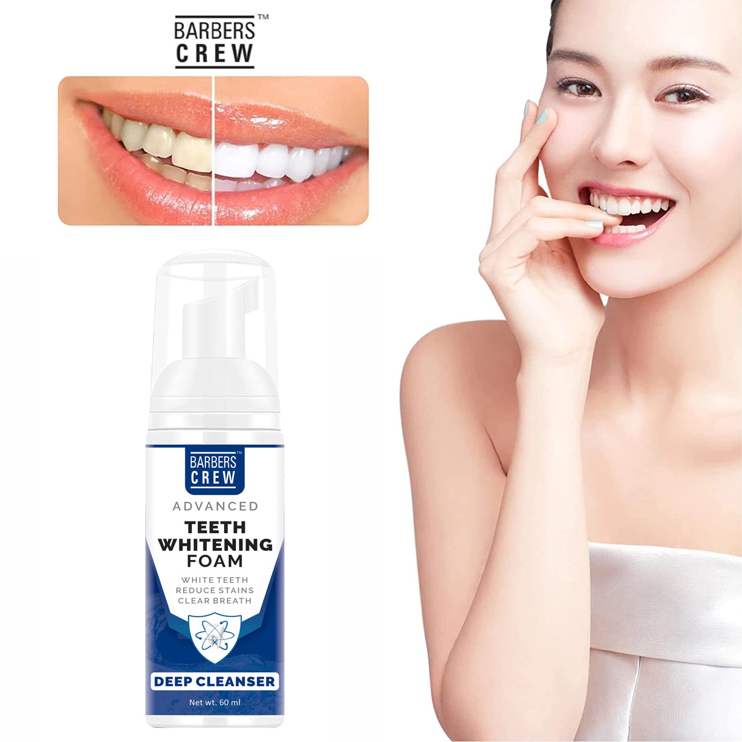 Barbers Crew Teeth Cleansing Foam To Remove Yellow Stains Tartar and Tobacco Stains 60 ML 2
