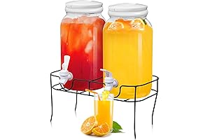 2 Pcs Plastic Lemonade Dispenser with Stand, Beverage Dispenser with Sturdy Metal Base