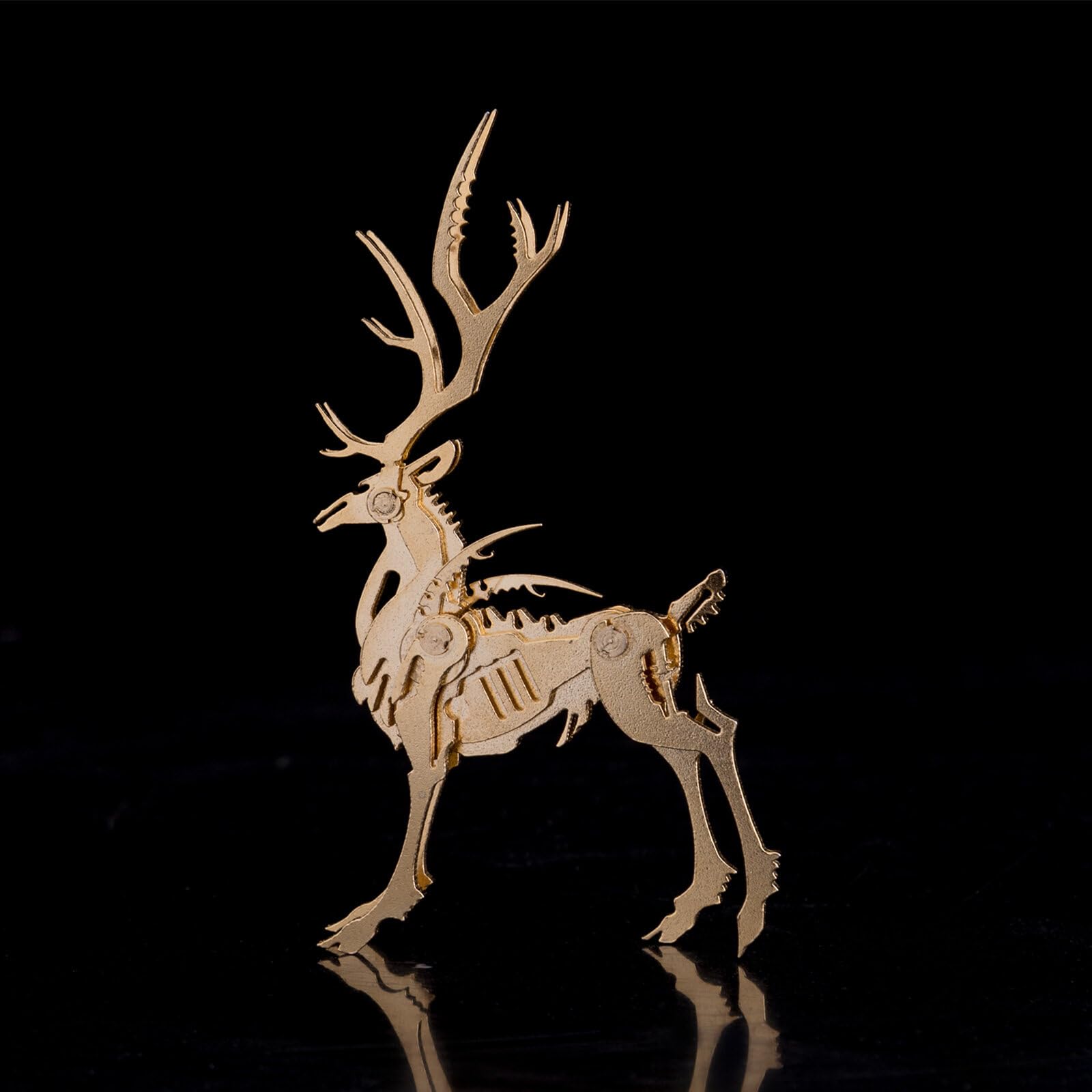 Metalkitor Metalowe puzzle 3D dla dorosłych, świąteczny zestaw modeli łosia, ozdoba biurka, steampunk, DIY, łamigłówka montażowa, idealna dekoracja pokoju, 200 szt. (złoty)