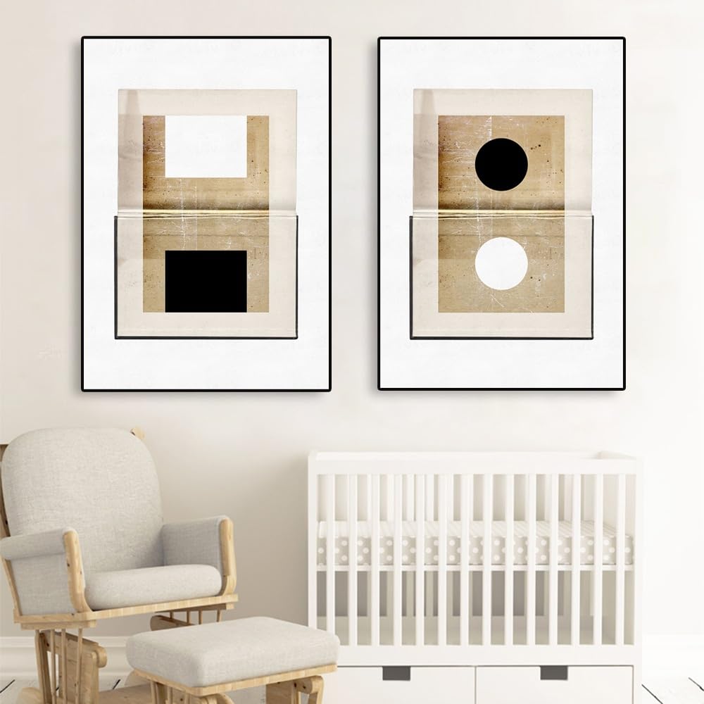 WUHBCZ Art Decor,Modern Geometric Art Poster Gallery Wall Neutral Wall Decor Abstract Prints Poster Canvas Painting Office Home Room Decoration Artwork-40 * 50cm*2PCS (No Frame)