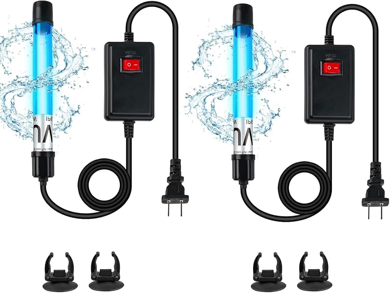 Lâmpada UV para Aquário 7 W, 20–100 Galões, 20,32 cm, coospider-repta, Pacote com 2