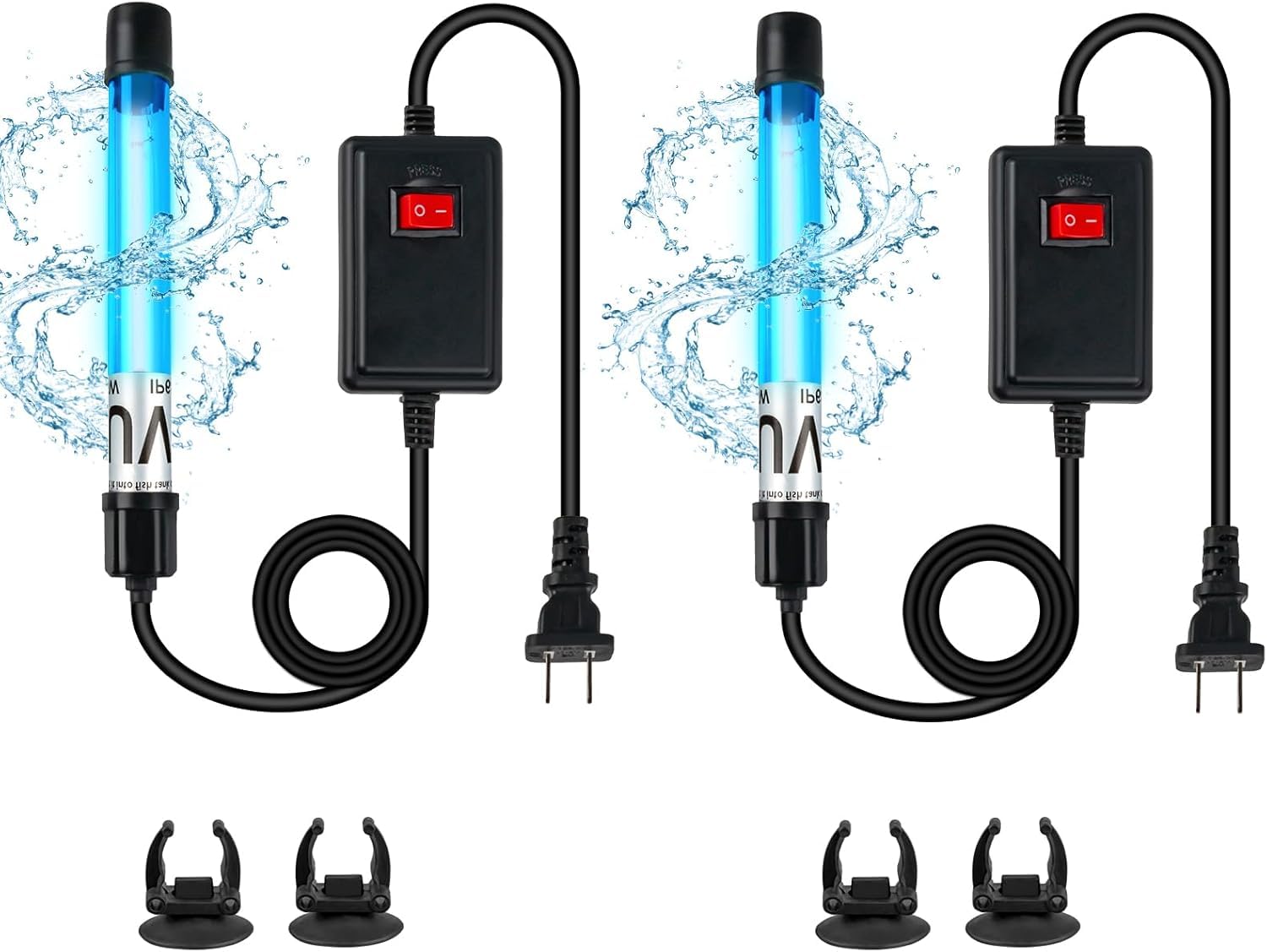 2 Pack 7W 8 Inch Aquarium UV Light for 20-100 Gallon Fish Tank Aquarium Light