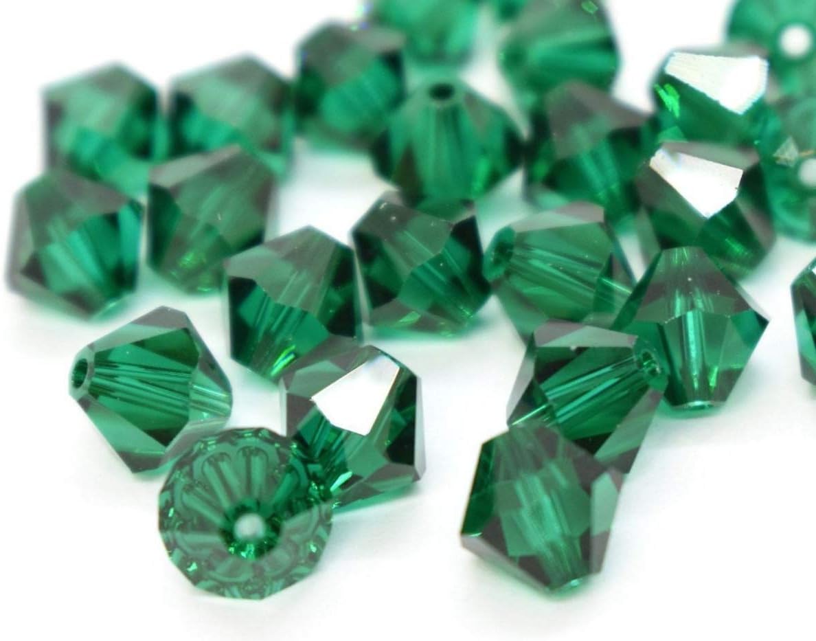 50pcs Authentic Preciosa 6mm Faceted Bicone Crystal Loose Beads Emerald Green Compatible with Swarovski 5301/5328 for Jewelry Craft Making Pre-B624 - Image 3