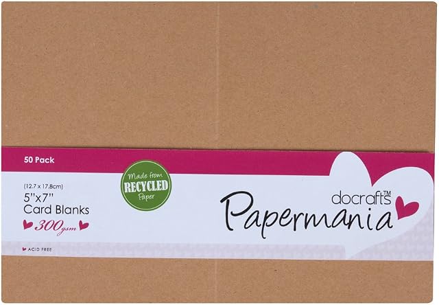 Papermania 5 x 7-inch Recycled Kraft Blank Card and Envelope, Pack of 50