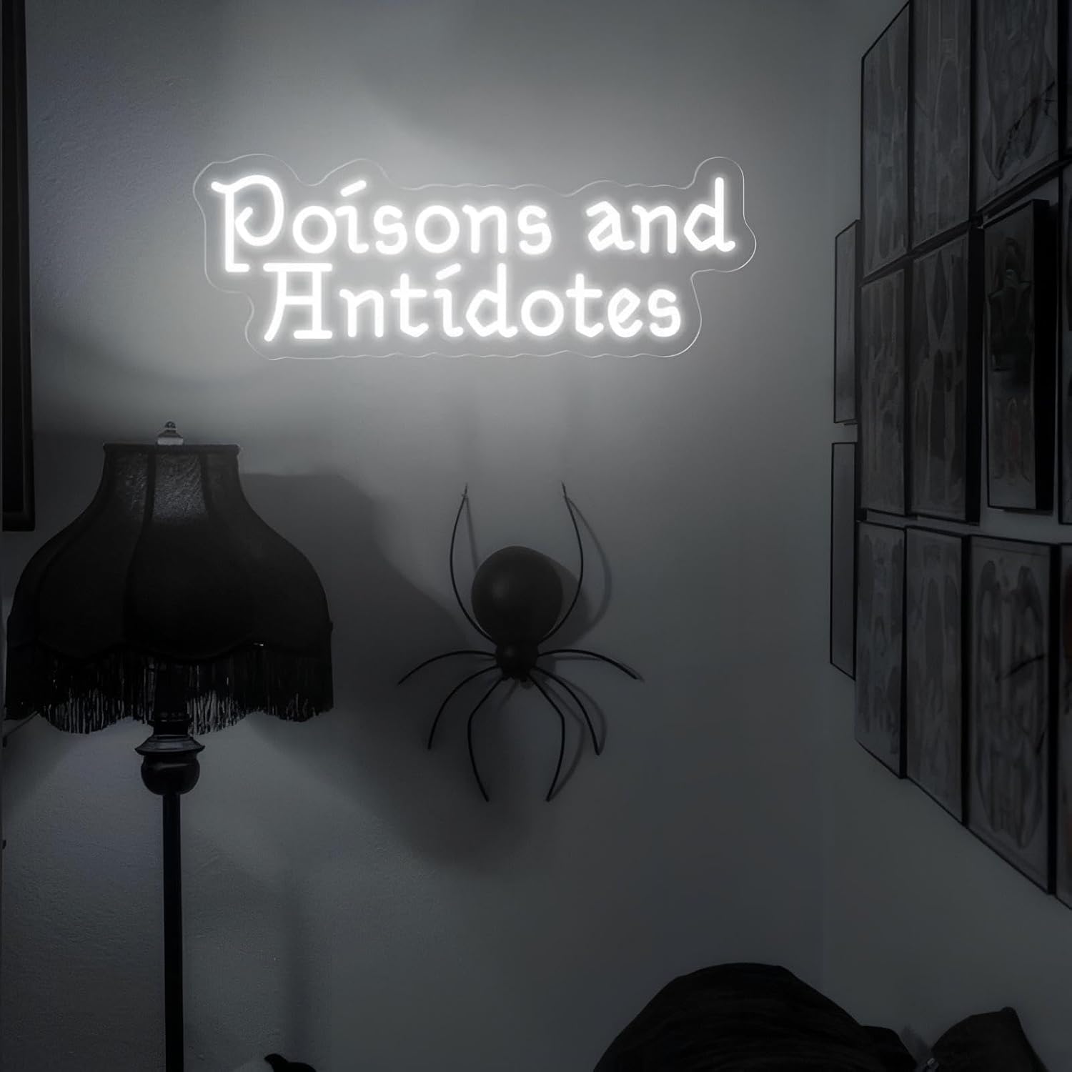 Poisons and Antidotes Neon Sign, Poison Victorian SteamPunk, Gothic Witchy gift, Strange and Unusual Gifts, Halloween wall decor gift, Witch Decor,Halloween & Home Ambiance, Gothic Satan Sigil