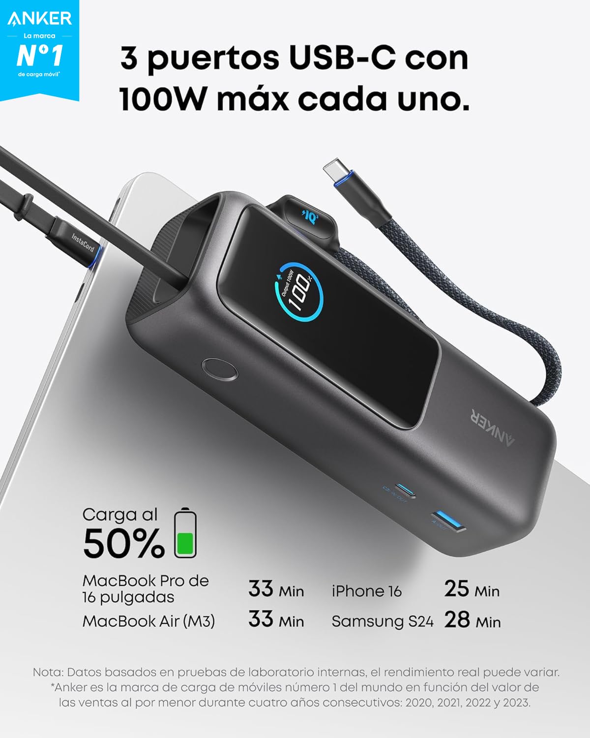Anker Zolo Power Bank 25000mAh 165W Portable Charger, Three 100W