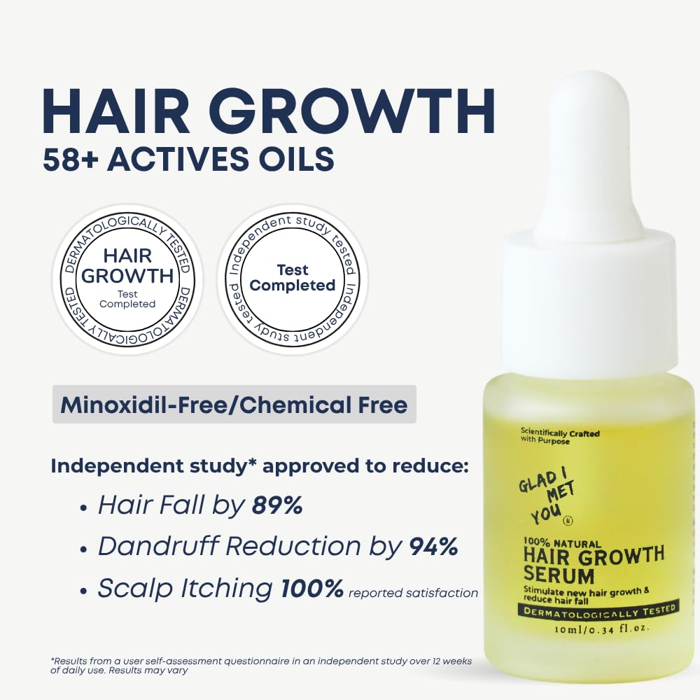 Glad I Met You Hair Growth Serum With Rosemary, Castor, Sunflower + 50 More Active Oils | Hair fall control serum for Men & Women | Promotes Hair Growth | Dermatologically Tested | 10ml 4