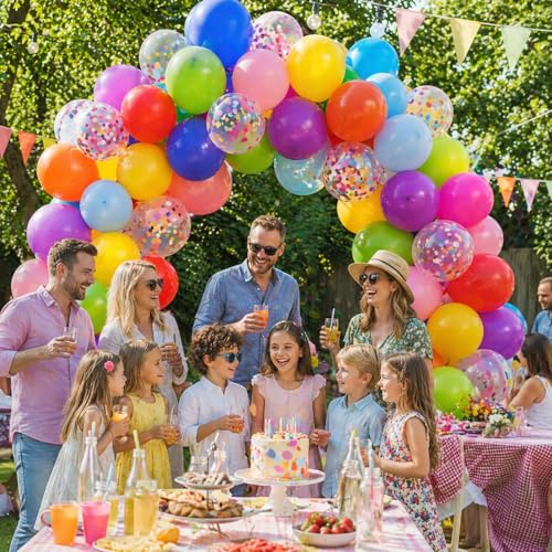 Image of Togvu Rainbow Balloons 12 Assorted Colors 50Pack 12 Inch Balloons Colorful Latex Party Balloons for Birthday Baby Shower Wedding Party Birthday Decorations