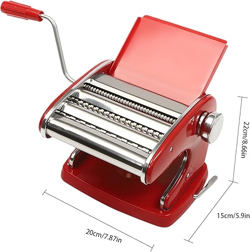 Miniatura 4 de Máquina para hacer pasta, hecho en casa de acero inoxidable manual con 6 ajustes de grosor ajustables, cortador de fideos resistente para