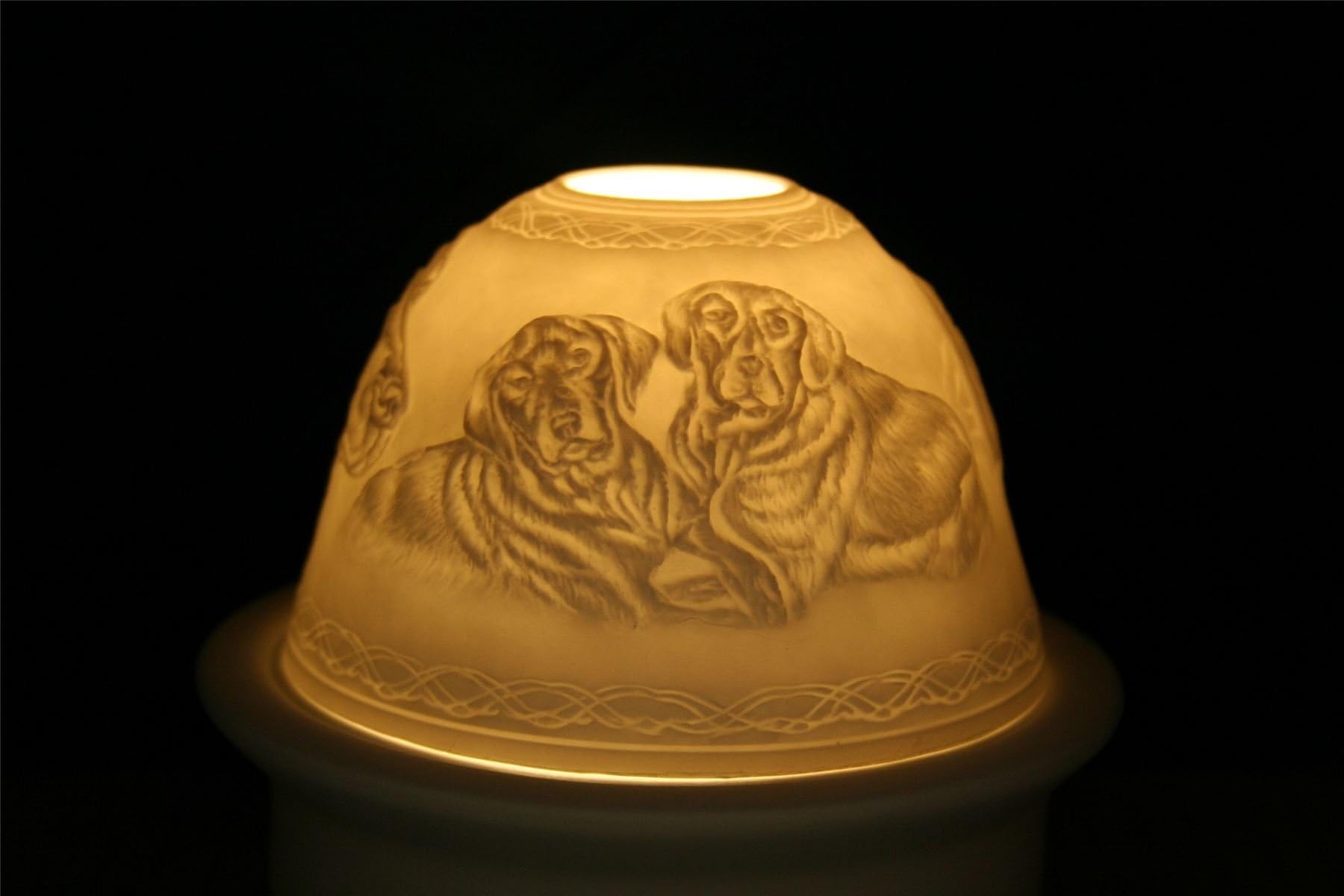 Hellmann Versand Starlight Tealight Lithophane Candle Holder, Two Dogs 121