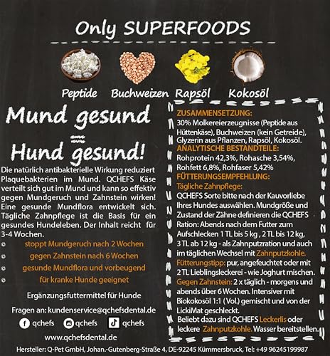 QCHEFS ZAHNPUTZFLOCKEN & Schleckmatte UFO nach dem Hundefutter und als Hundezubehör zur Beruhigung beim Duschen und zur Zahnpflege Mundgeruch-Zahnfleischentzündung und Zahnstein Weg