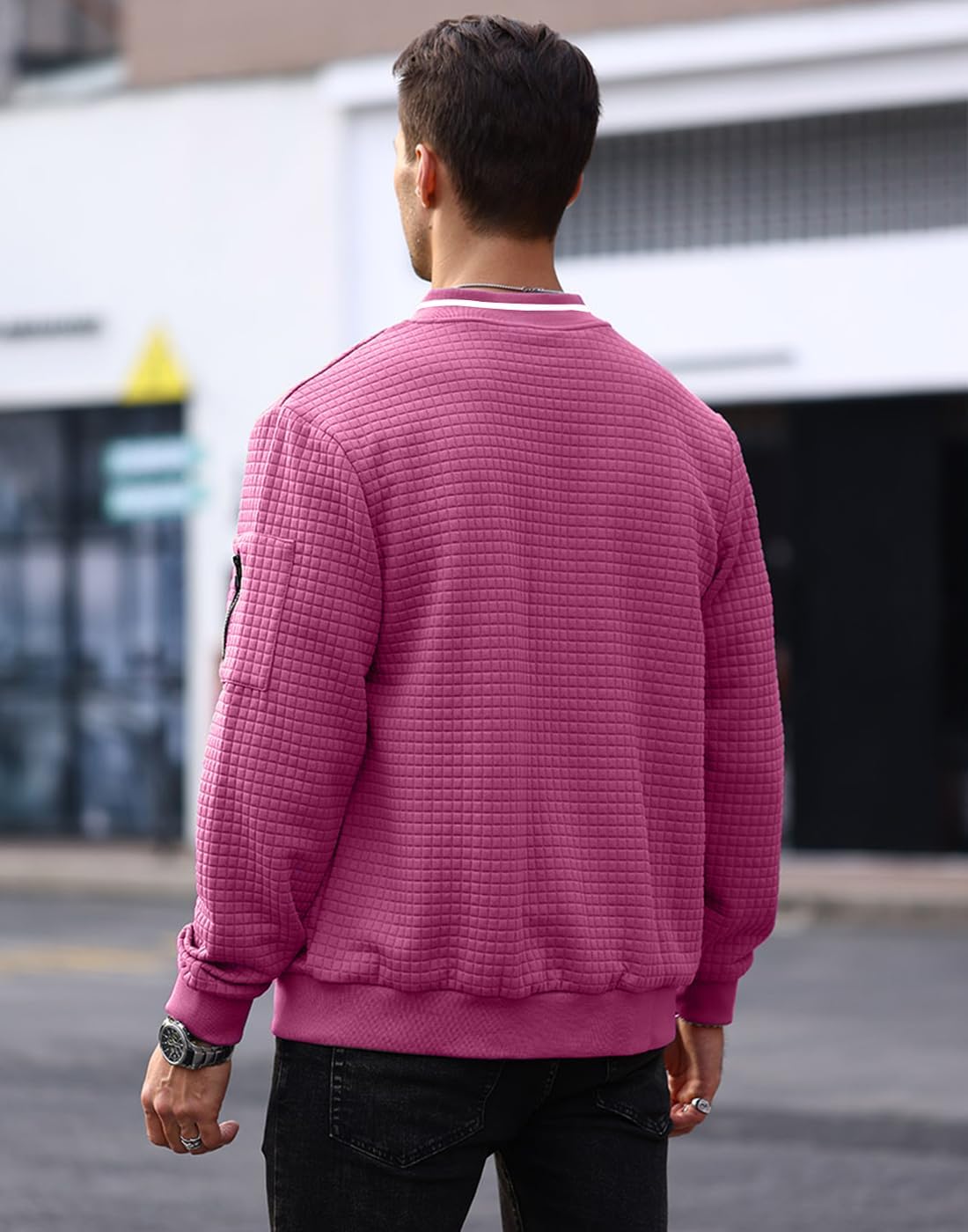 Mens Casual Jacket Lightweight Jacket Varsity Coat - Image 3