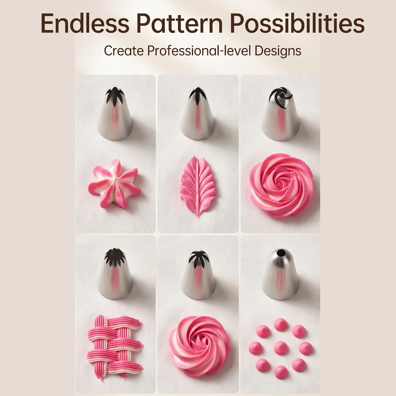 Cake Decorating Piping Tips, 120Pcs Stainless Steel Flower Nozzles for Bake
