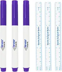 Kit 3 Canetas para Marcação Cirúrgica Com Régua Cirúrgica Estéril