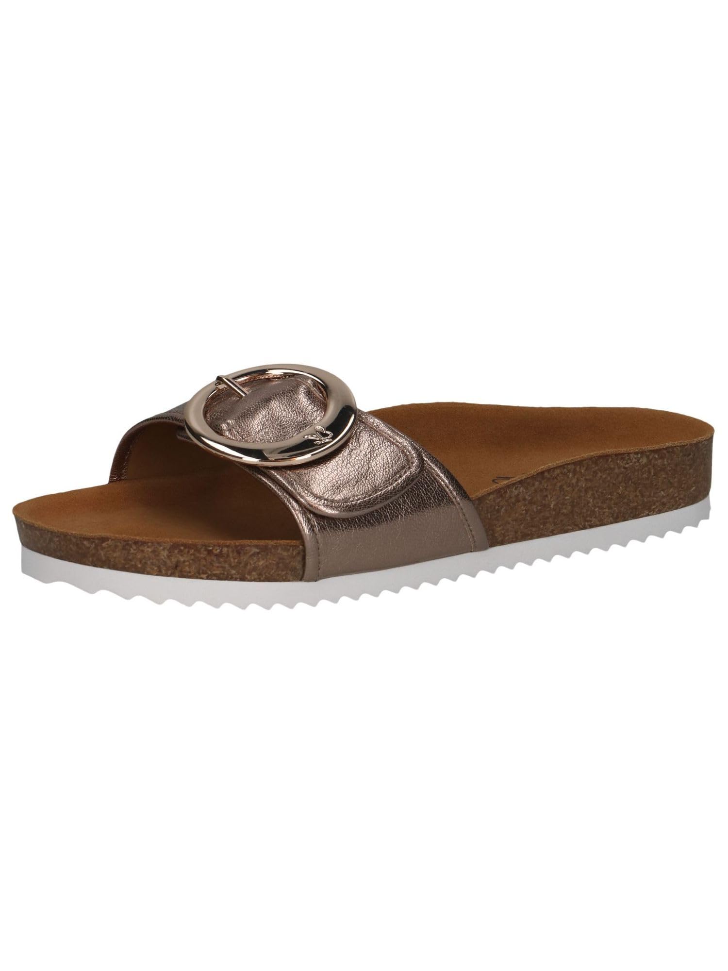 CAPRICE Women's leather mules with buckle, Beige (Taupe Metallic), 6.5 UK