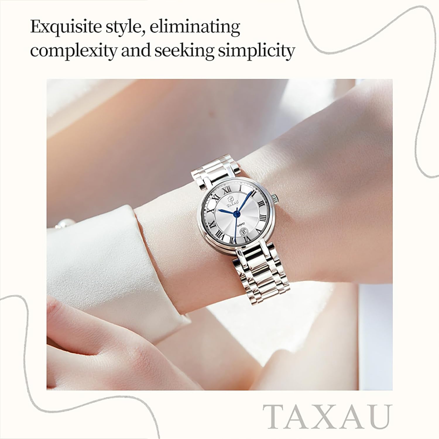 Womens Watches Dress Waterproof Luxury Stainless Steel Analog Quartz Watches Small Wrist Watch Two Tone Fashion Elegant Lady Watch with Day Date - Image 2