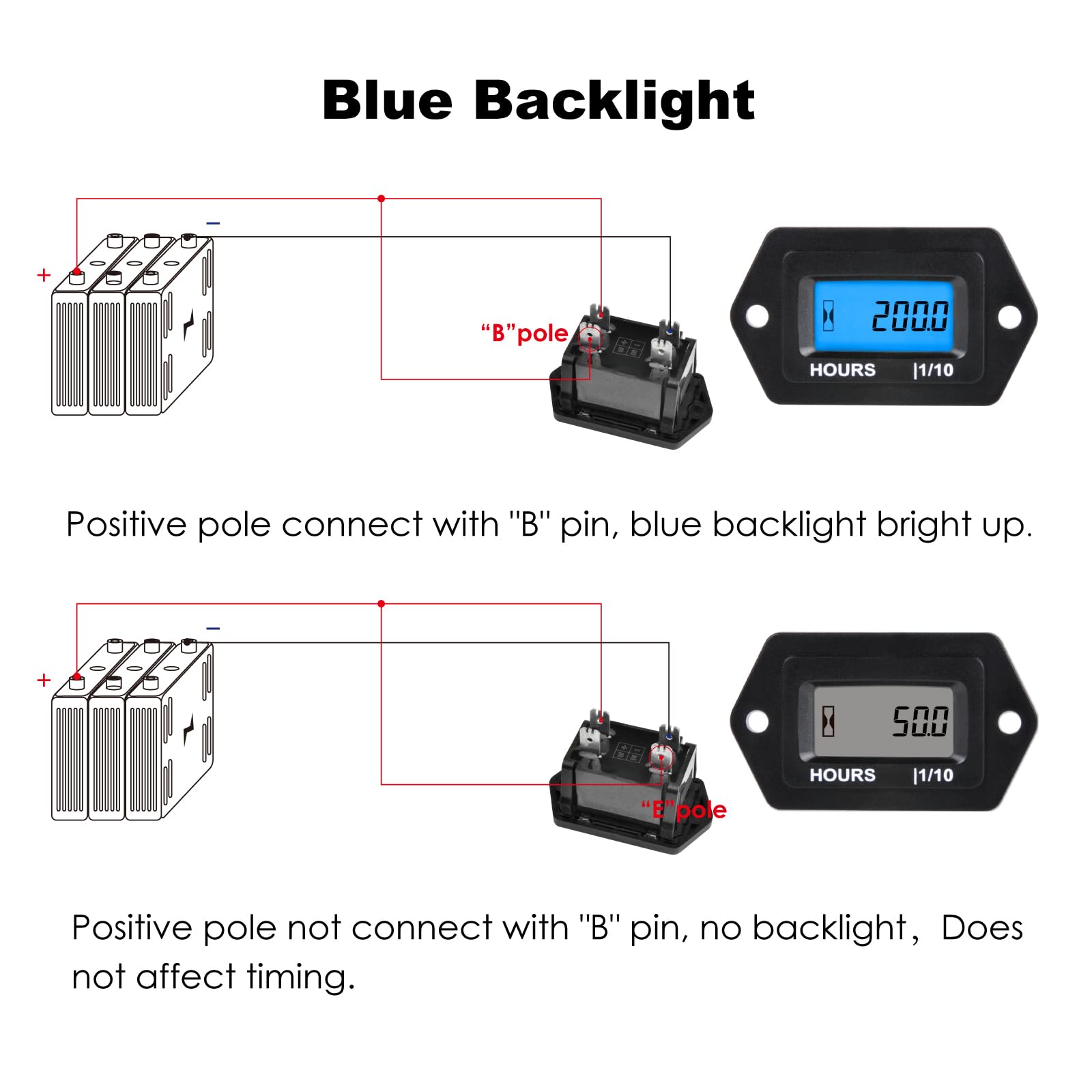 Digital LCD DC 9 V a 65 V con retroilluminazione blu, impermeabile, archiviazione dati, uso per camper tosaerba motoslitta Scrubber