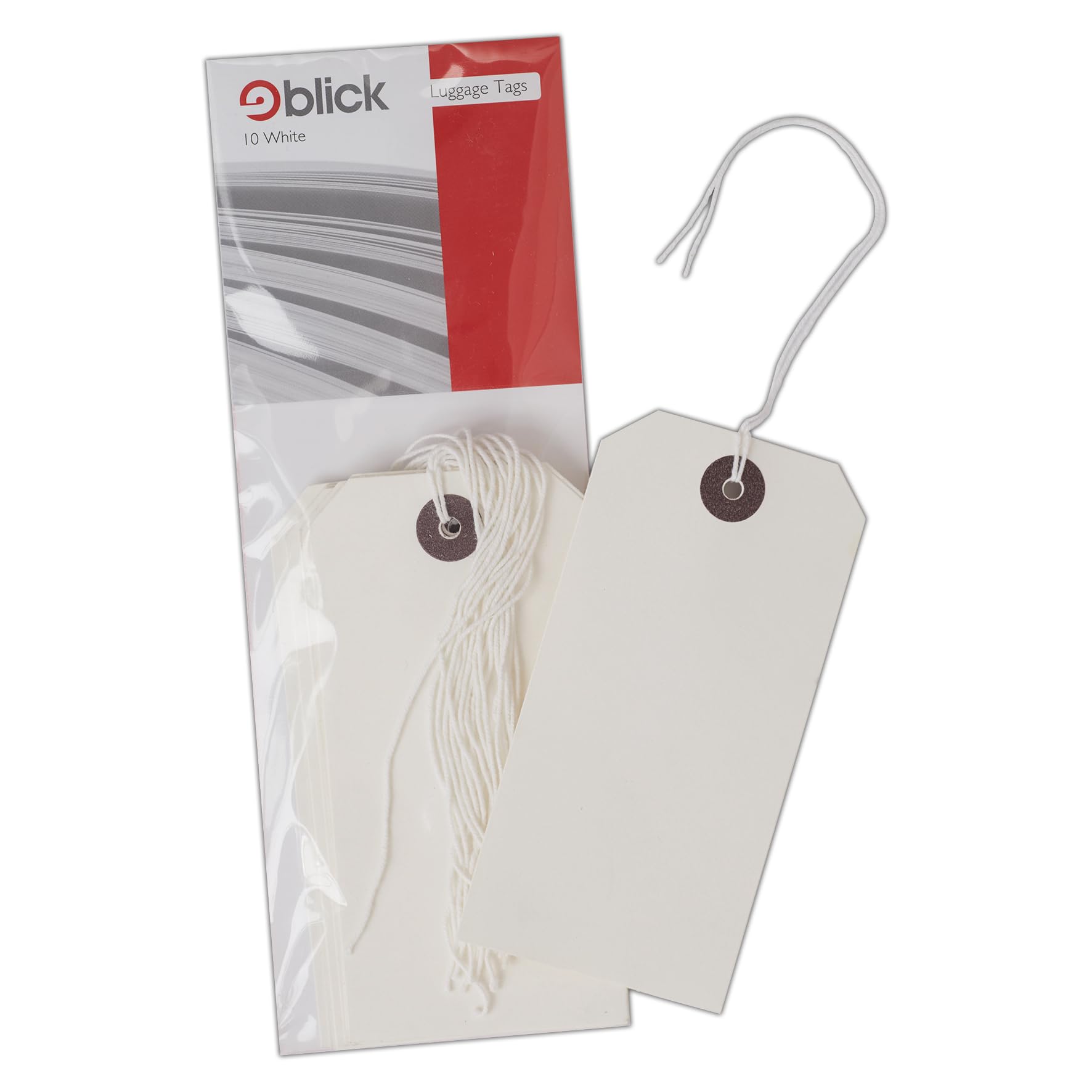 Blick Luggage Tags, White, Rectangular, 120mm x 60mm, 10 Labels, for Home, Family, Travel, Suitcase, Airport