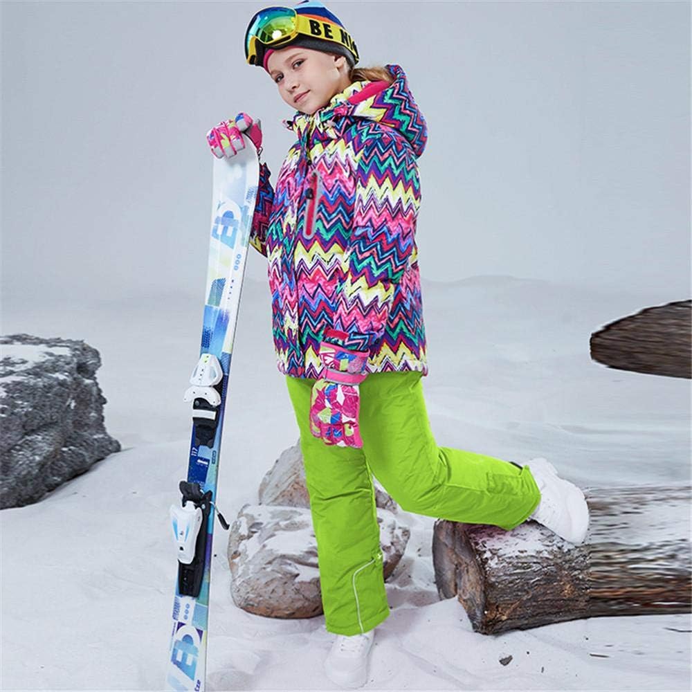 RIUIYELE Kids Ski Jacket Winter Snow Coat Detachable Pants for Snowboarding Girl's and Boys Waterproof Windproof
