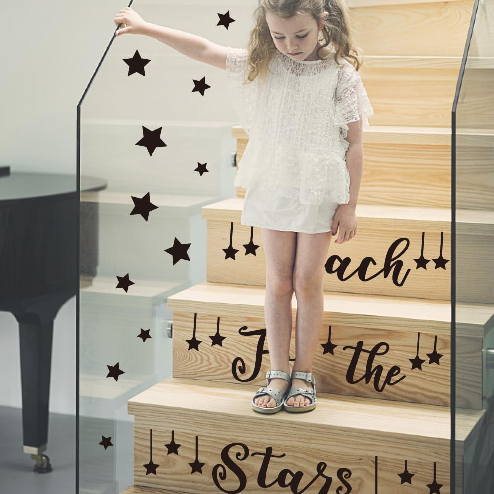 SUPERDANT Reach for The Stars Quote Wall Stickers Vinyl Wall Art Decal Inspirational Quote Teen Decor Sticker for Home School Office Kids Room Bedroom Nursery Decor - Image 4