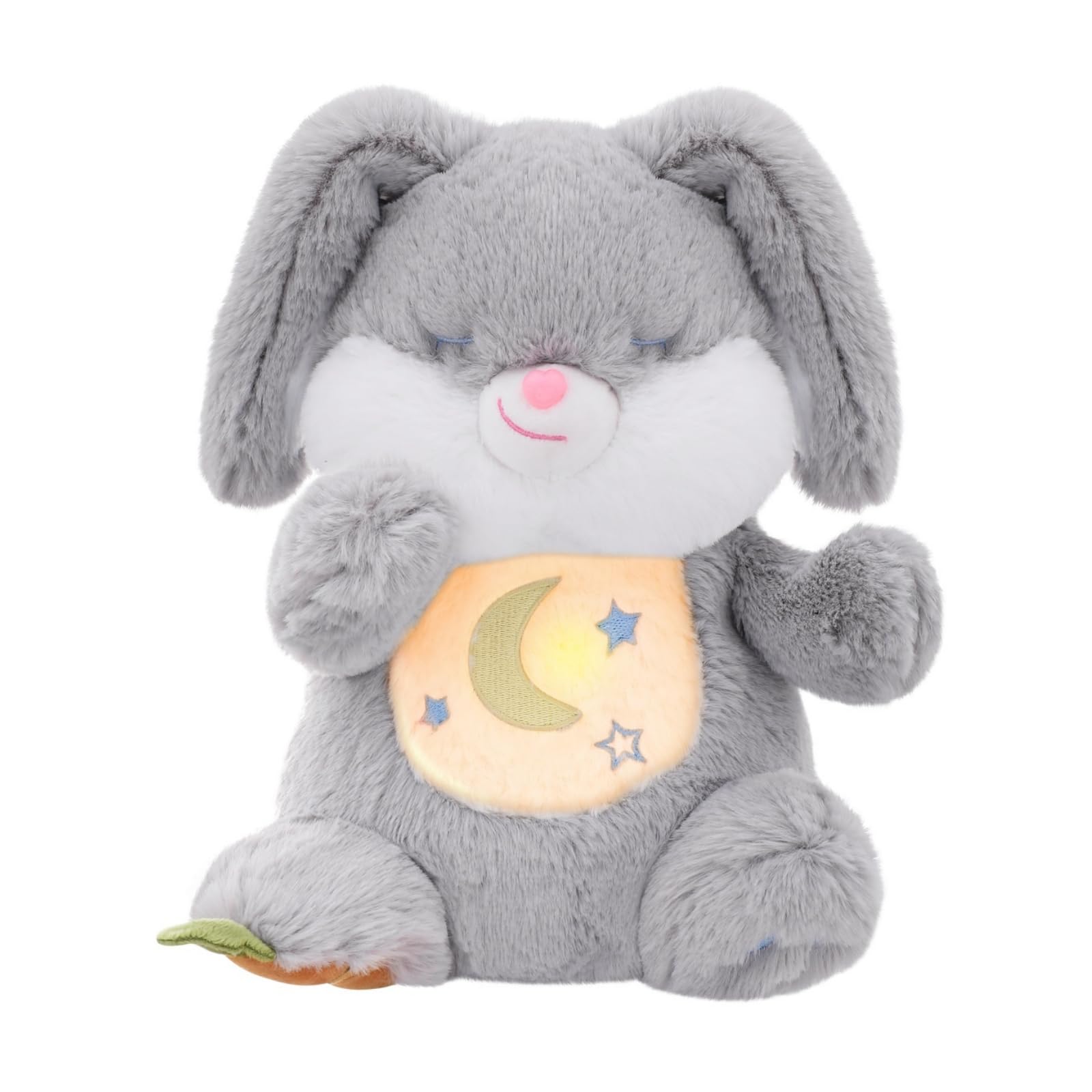 seOSTO Peluche Que Respira para Ansiedad, Stitch Que Respira para Bebe Dormir, con Música y Movimientos Respiratorios, Regalo Ideal para Bebés Recién Nacidos y Niños (Conejito Gris)