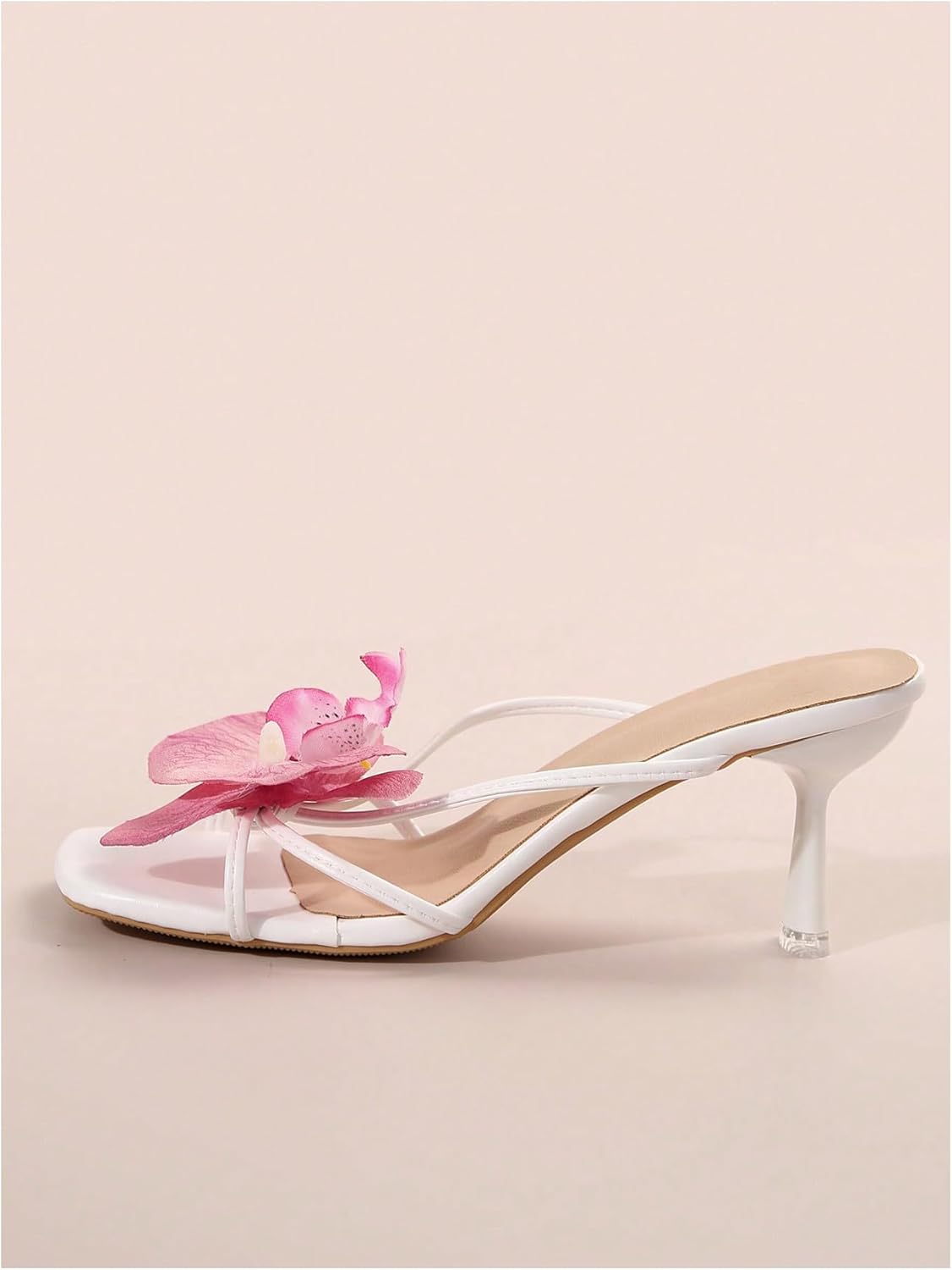 MakeMeChic Women's Open Toe Floral Kitten Heels Flower Summer Beach Sandals - Image 4