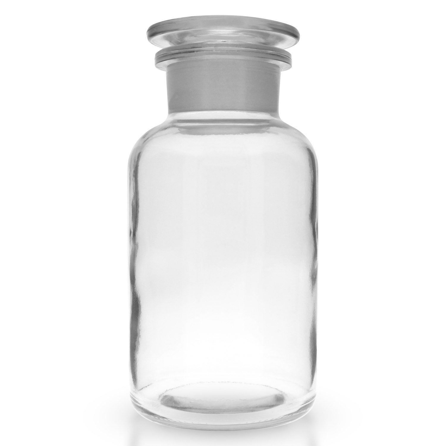 5x Weithals Rundschulterflasche 500ml aus Klarglas inklusive Glasstopfen