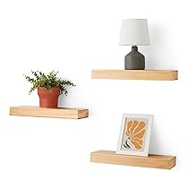 Amazon Basics Lot de 3 étagères murales flottantes en bois, Pin, 40,1 x 12,7 x 4,6 cm
