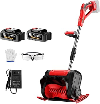 Brushless Cordless Snow Shovel Electric with Sled & Charger, Wireless Red Snow Thrower/Blower/Removal Tool Kit
