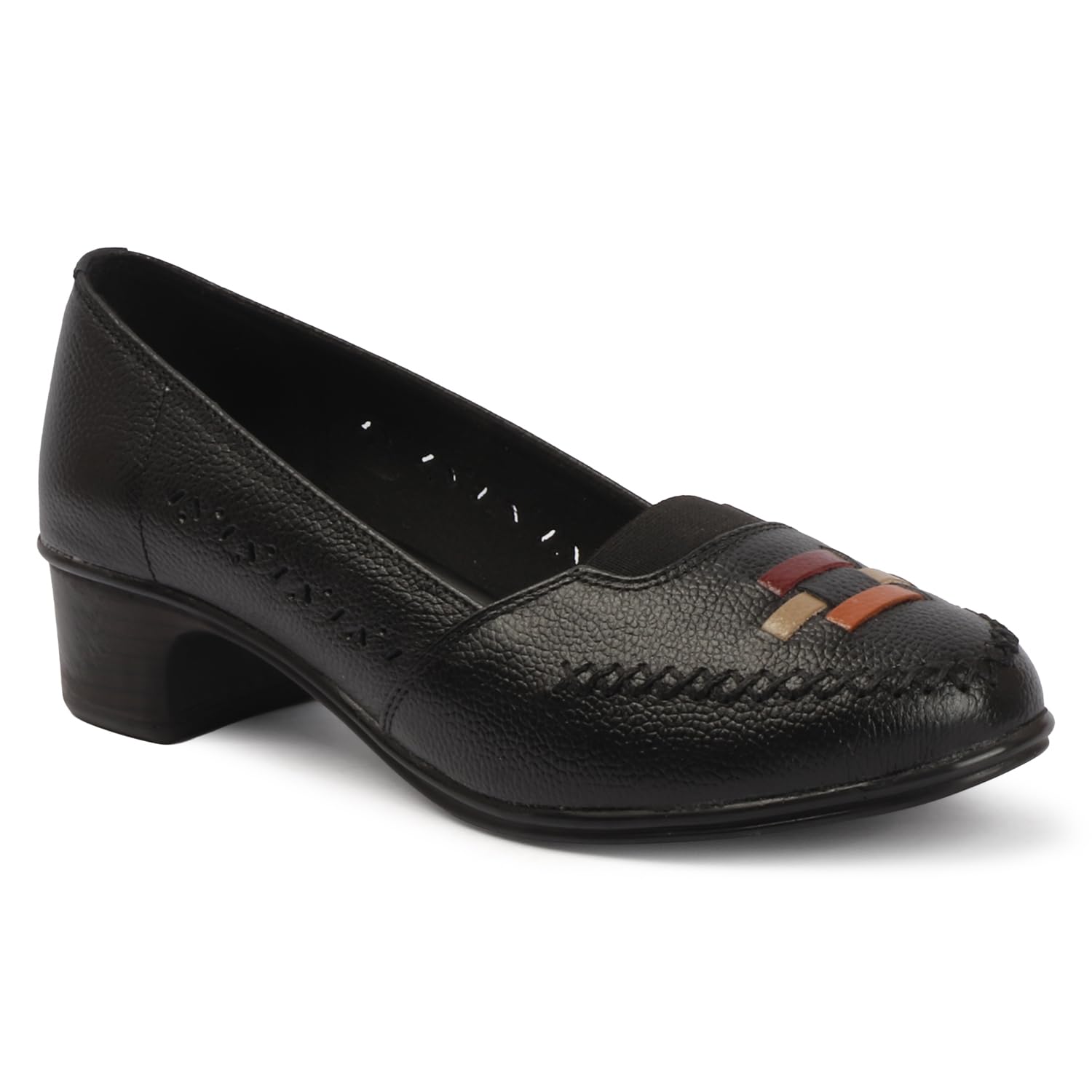 omen Leather Block Heel Pump Slip on Fashion Bellie Leaser Cut RP-9123-image-9