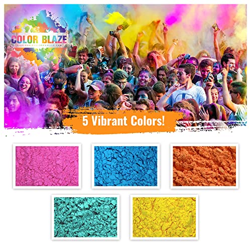 Color Blaze Pó colorido Holi - 2,3 kg de cada cor - rosa, laranja, amarelo, azul-petróleo, azul - pa