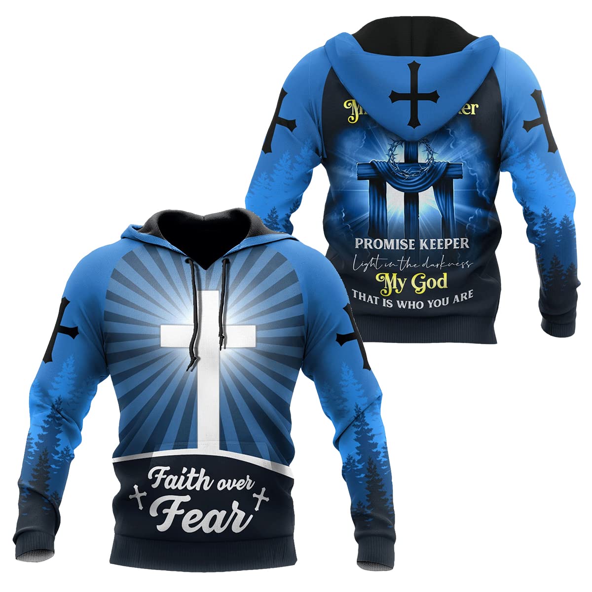 Faith Over Fear 3D Printed Unisex Shirt Pullover Jesus My God Hoodie Christian Family Hoodie Religio