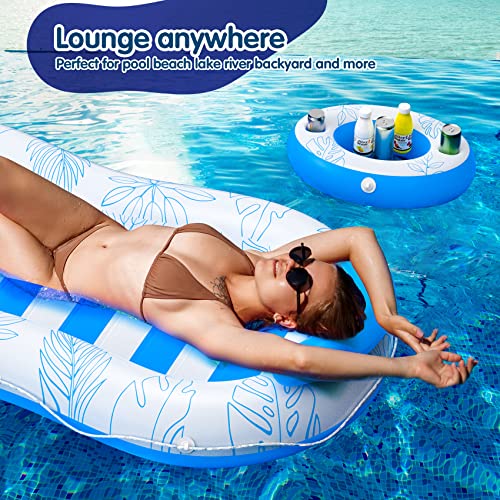 Bloranda Inflatable Pool Floats - Sunbathing Pool Floats Adult Size 70X40'' Lounger | Tanning Pool Floats Adult With Split Cup Holder, Tanning Bed Mat Pad Beach Pool Party Toys For Adults Kids #TOP2