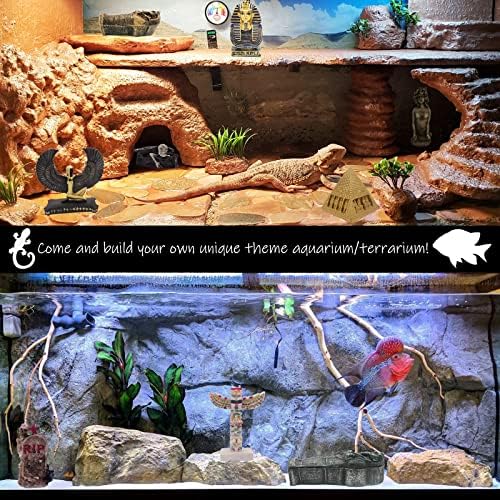 Kocris Casa Death with Sickle Aquarium Fish Tank Decorations Statue Figurine Reptile Lizard Tanks Terrarium Devil Skull Halloween Décor Ornament Pet - 4