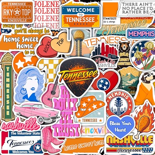 100Pcs Tennessee Stickers for Scrapbooking, Water Bottle and Laptop - Tennessee Party Supplies &...