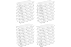 Sterilite 41 qt Plastic Storage Bins Underbed, Stackable with Lids, Ideal for Bedroom Organization (6-Pack)