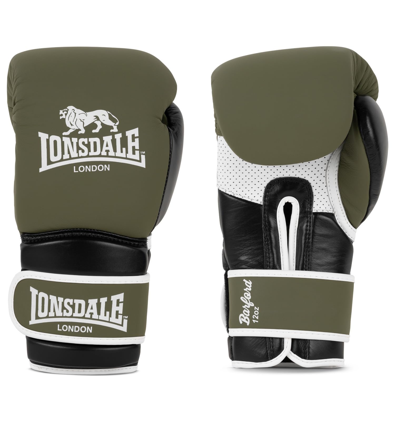 Lonsdale R?kawice bokserskie ze skóry Barford Olive/Black/White 14 oz