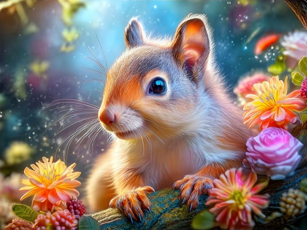 COKYIS Cross Stitch Kits for Adults Stamped 11CT Printed Cross Stitch Kit Squirrel Counted Embroidery Kits for Beginner Wall Art Home Decoration 40x50cm