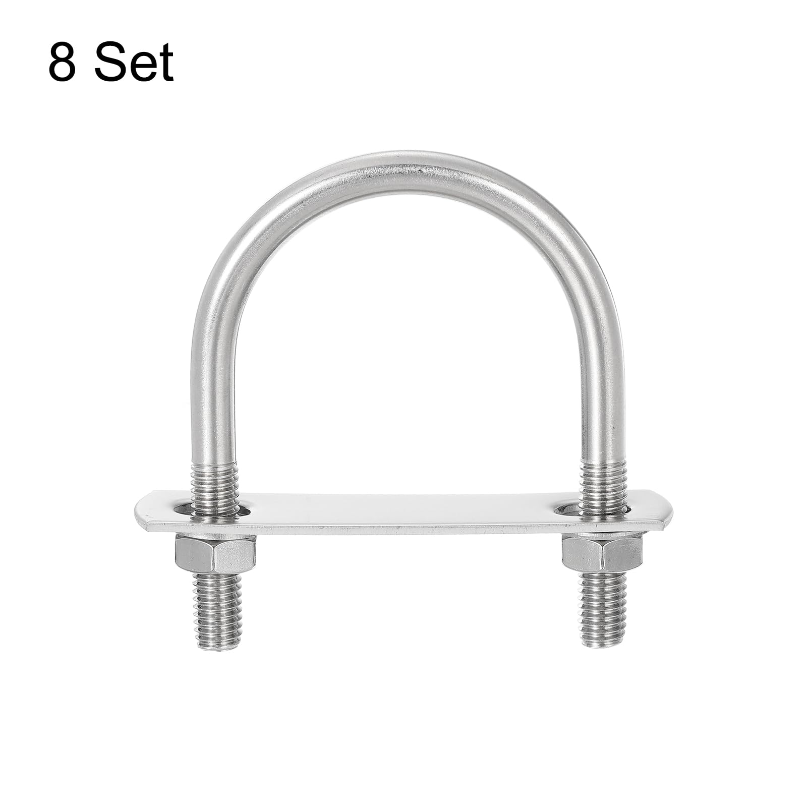 QUARKZMAN Set di Bulloni a U, 8 Set 48mm(1.89") Larghezza Interna 75mm Lunghezza M8 Bullone a U in Acciaio Inossidabile 304 Bulloni a U con Dadi e Piastre, per Rimorchi per Barche