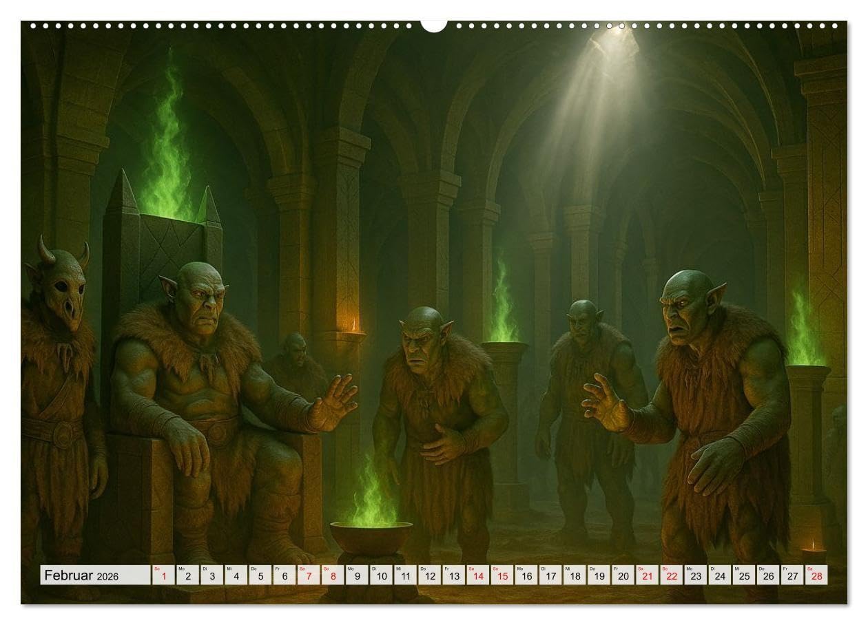 Erbe der Orks. Feuer und Schatten (hochwertiger Premium Wandkalender 2026 DIN A2 quer), Kunstdruck in Hochglanz: Eine bildgewaltige Reise in die Welt ... - rau, mystisch und erhaben. (CALVENDO Kunst)