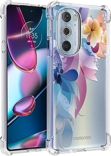 Osophter Funda para Motorola Edge Plus 2022, Moto Edge Plus 2022, funda floral floral para niñas y mujeres, absorción de golpes, funda de goma TPU