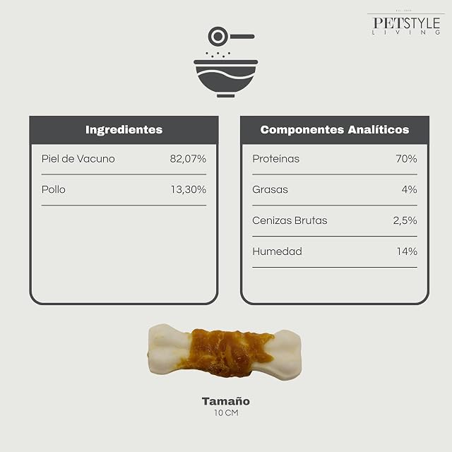 Foto 3 de 8 de Petstyle Living Hueso Prensado con Pollo - Snacks para Perros - 10 cm - Pack 20 Unidades